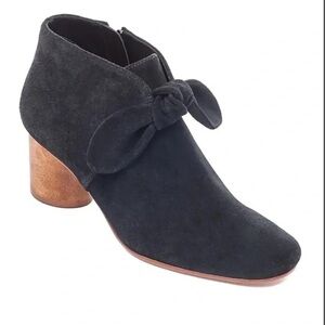 Bernardo Black Leather Ankle Boots with Bow